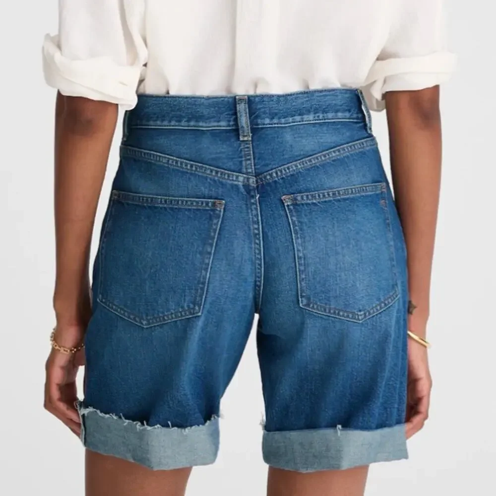 Madewell 33 WAIST Baggy Cuffed Button-Fly Mifflin Wash Denim Jean Shorts NWT